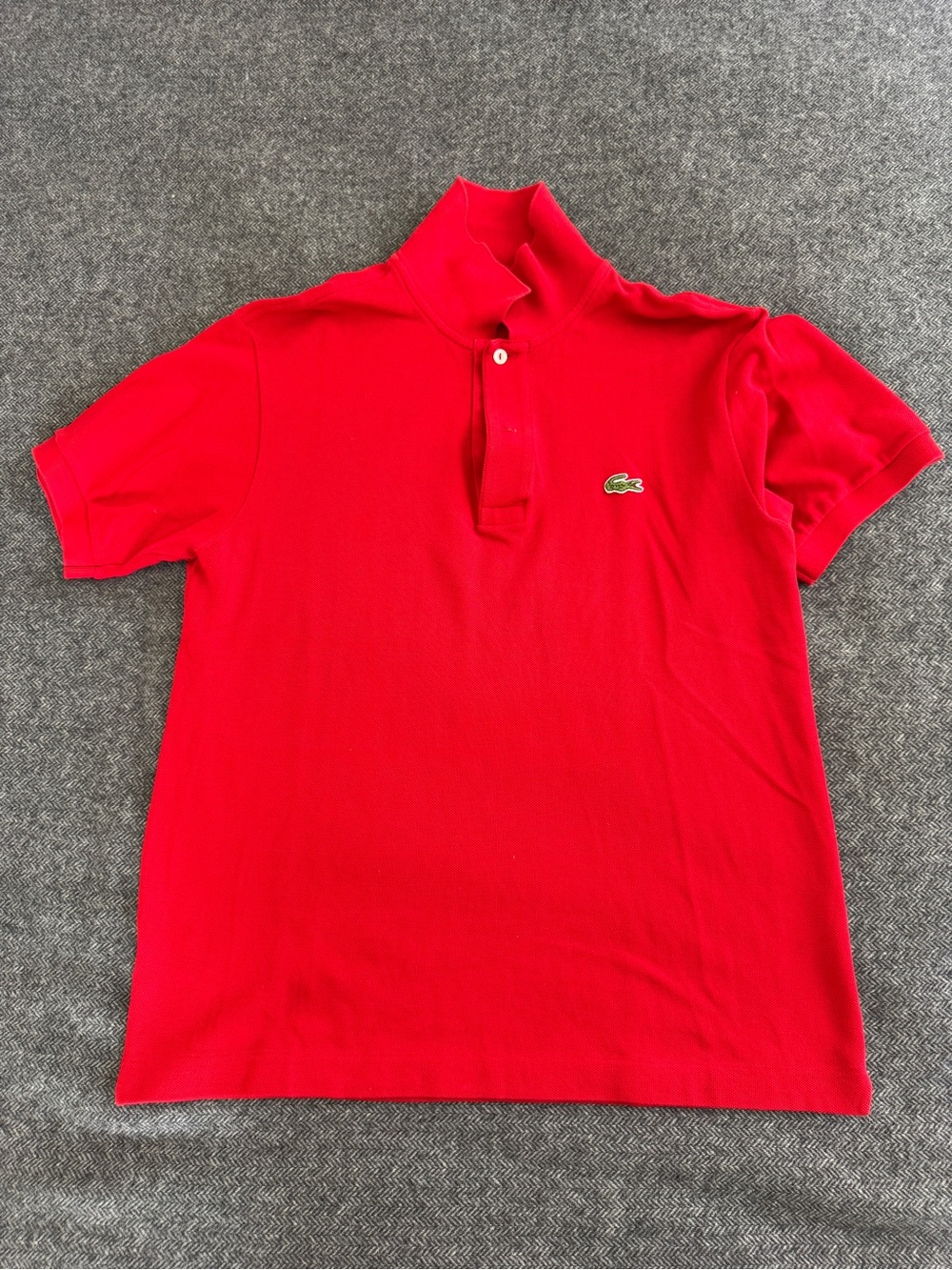 Lacoste Red Slim Fit Polo with Crocodile Emblem